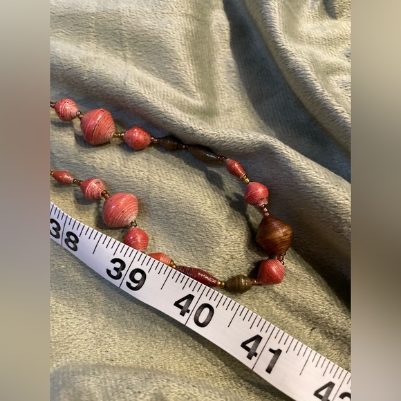 Bead for Life Made in Uganda Paper Roll Beaded Long Necklace. - Picture 6 of 7